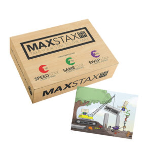 MAXSTAX®is a THREE-GAMES-IN-ONE stacking experience with MAX & STAX Something Special children's book.